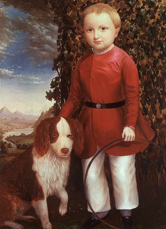 Joseph Whiting Stock Portrait of a Boy with a Dog France oil painting art